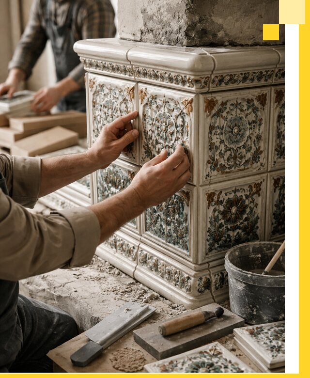 Изразцовые камины под ключ в Морозовске: проект и монтаж