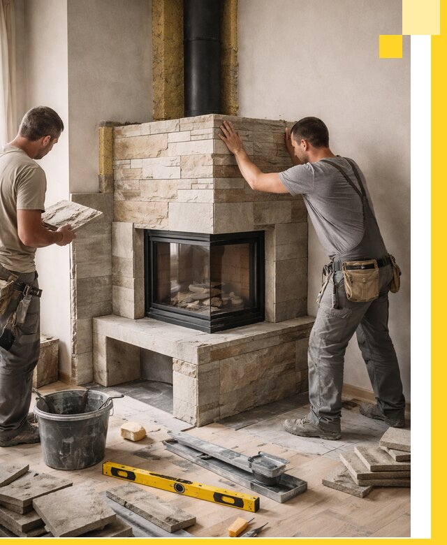 Угловые камины под ключ проект, монтаж и отделка в Морозовске