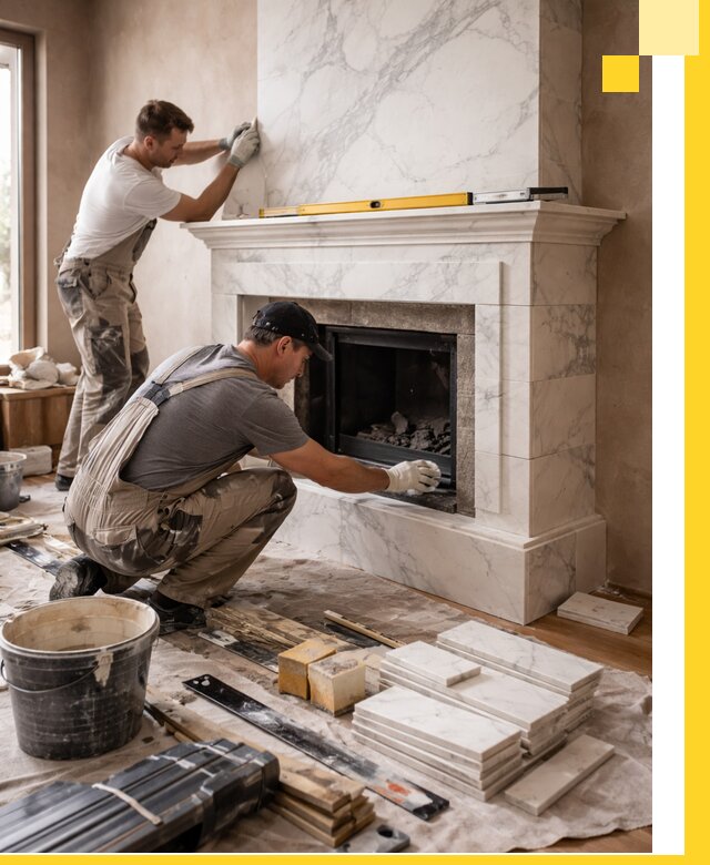 Отделка каминов в Морозовске качественные облицовочные работы