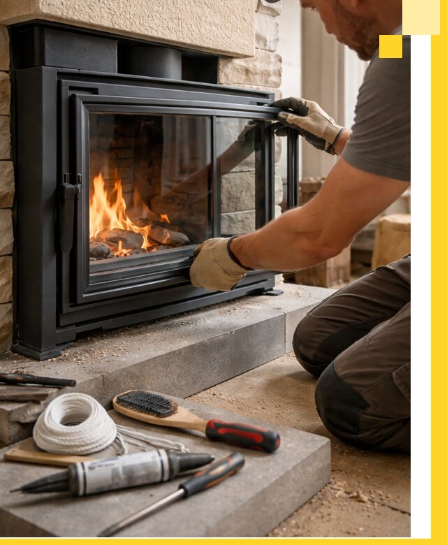 Производство, монтаж и доставка каминов со стеклом в Морозовске