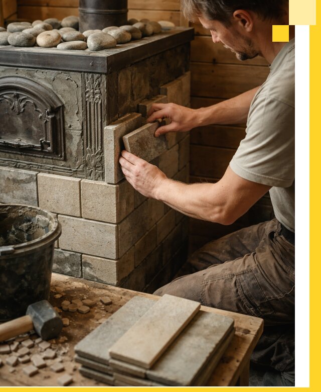 Облицовка банных печей в Морозовске профессиональная отделка