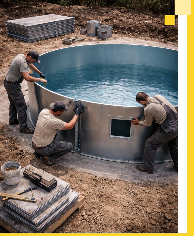 Круглые бассейны под ключ в Морозовске проектирование и монтаж