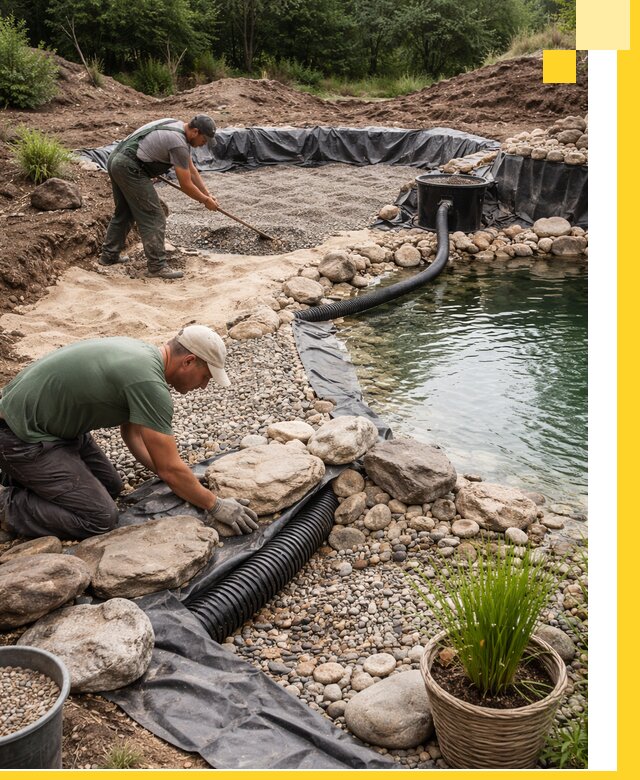 Строительство природных бассейнов и озер в Морозовске под ключ