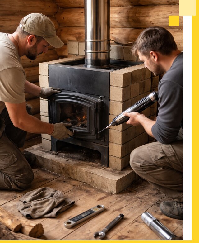 Монтаж и установка печи в бане под ключ с гарантией в Морозовске