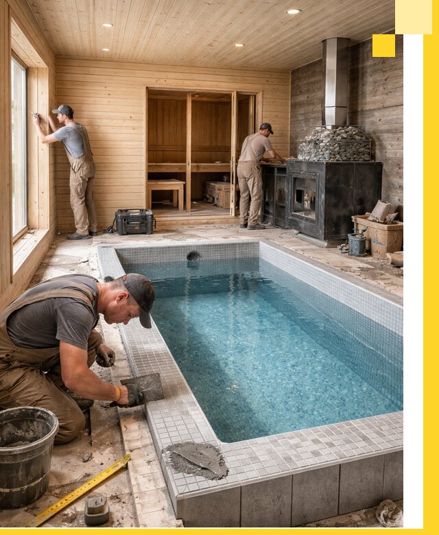 Проект бани с бассейном и сауной в Морозовске под ключ