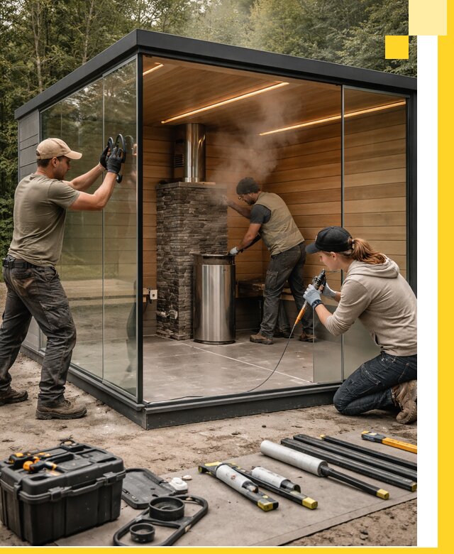 Проектирование и строительство стеклянных бань в Морозовске