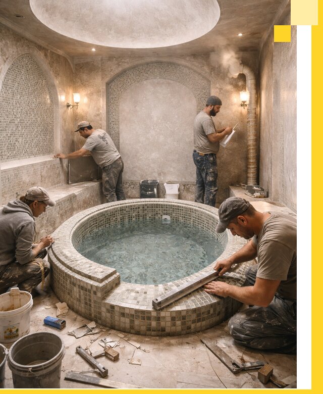 Профессиональное строительство хамама с бассейном в Морозовске под ключ