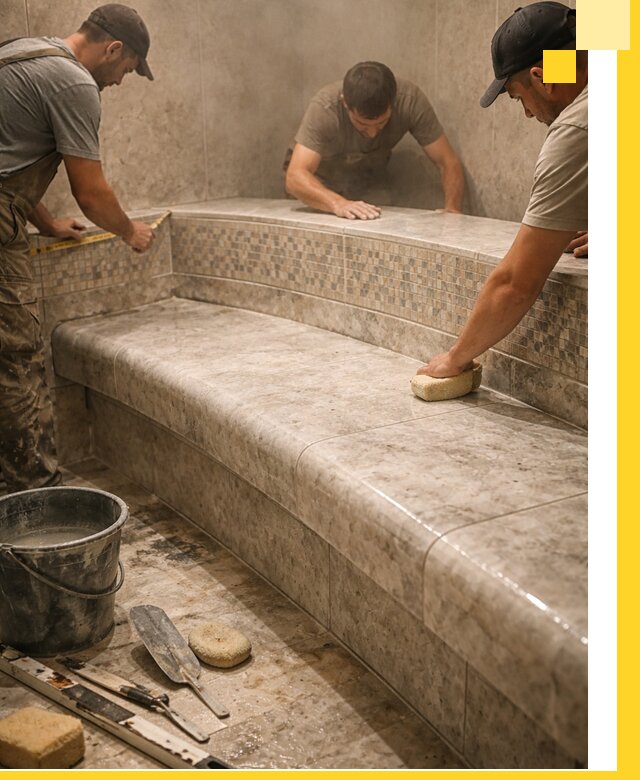 Изготовление и установка сидений для хамама в Морозовске