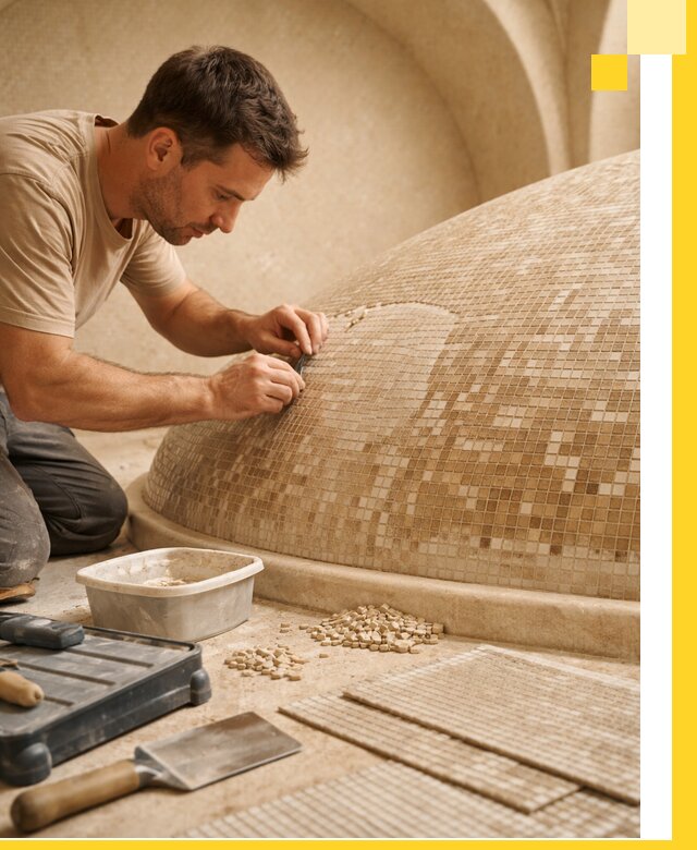 Профессиональная укладка мозаики для хамама под ключ в Морозовске