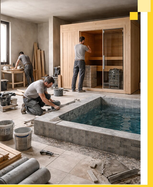 SPA зоны под ключ с бассейном сауной и печью в Морозовске